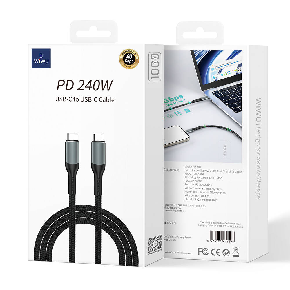 Wiwu Wi-C036 Type-C to Type-C PD 240W 100cm Şarj Kablosu Wiwu Wi-C036 Type-C to Type-C PD 240W 100cm Şarj Kablosu